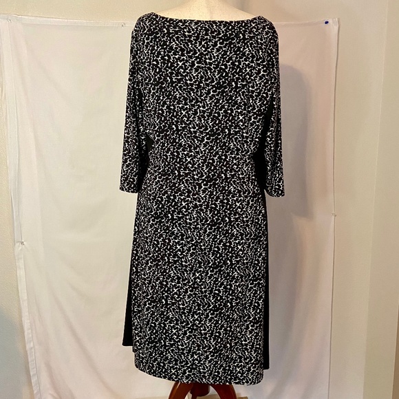 Lauren Black & White Cheetah Print Dress Plus Size 18W - Picture 2 of 7